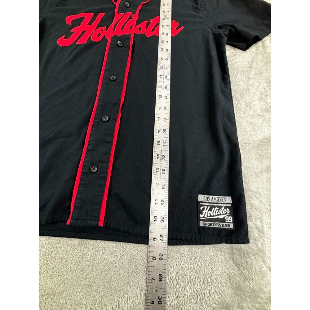 Hollister Baseball Shirt Button-Up Mens S Black & Red - Picture 4 of 6